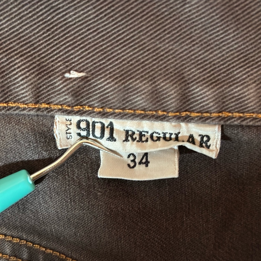 Replay 901 Regular Brown Button Fly Jeans Men's Size 34 VTG Straight Leg Denim - Picture 5 of 10